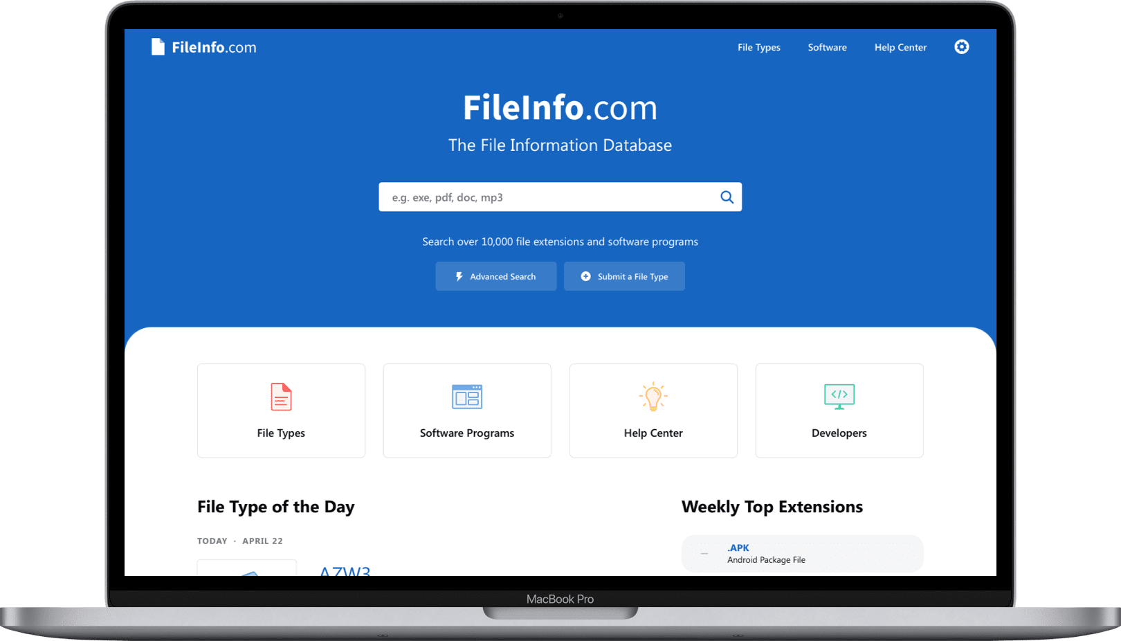 Mockup of FileInfo.com website